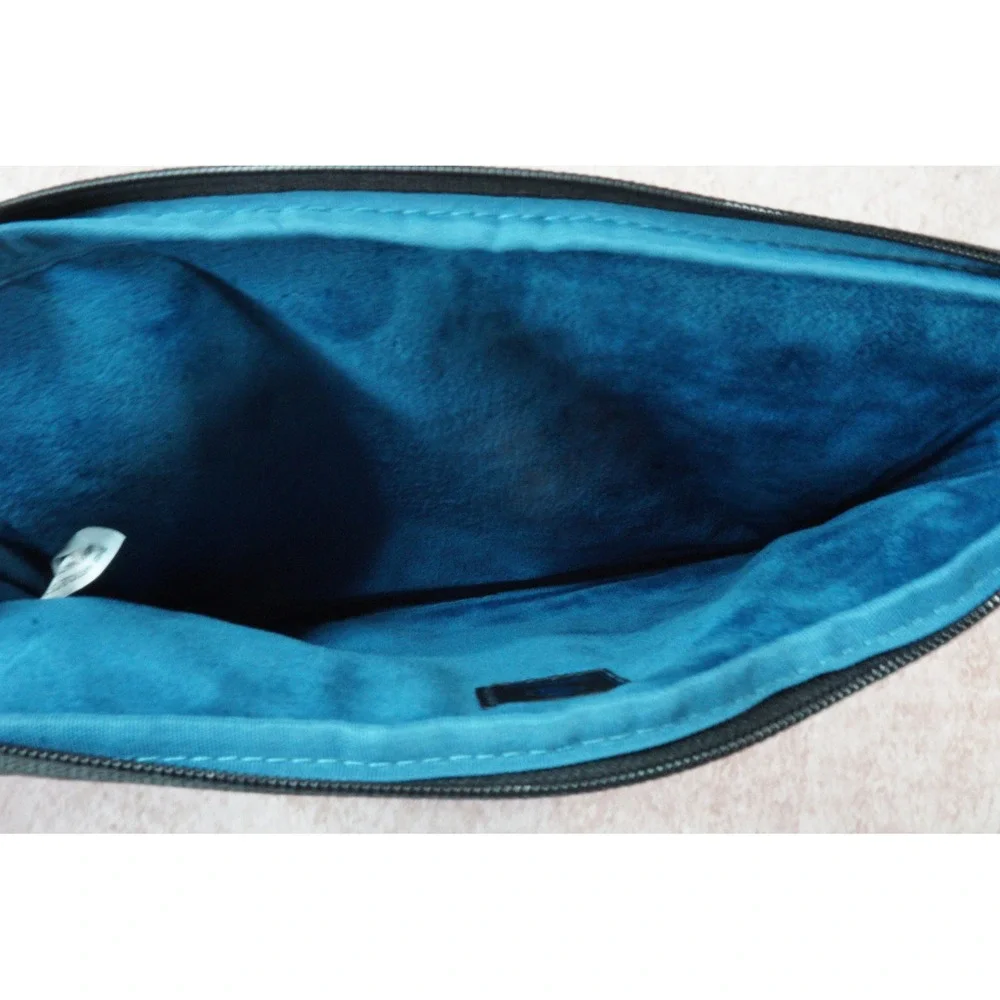 Tomtoc Laptop Sleeve Case Gray Woven 360 Protective Zip Around Pouch Teal Lining